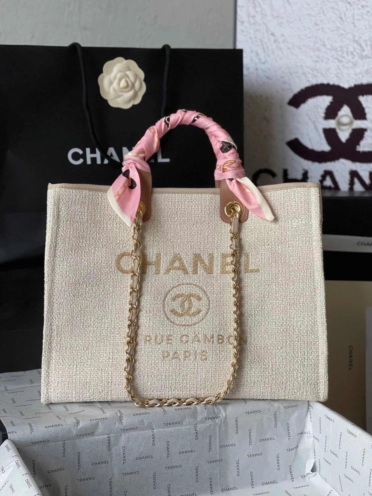 Chane1 Classic Bag Beach denim canvas bag size: 38×32×18cm