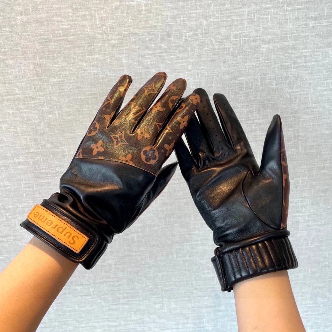 LV leather gloves