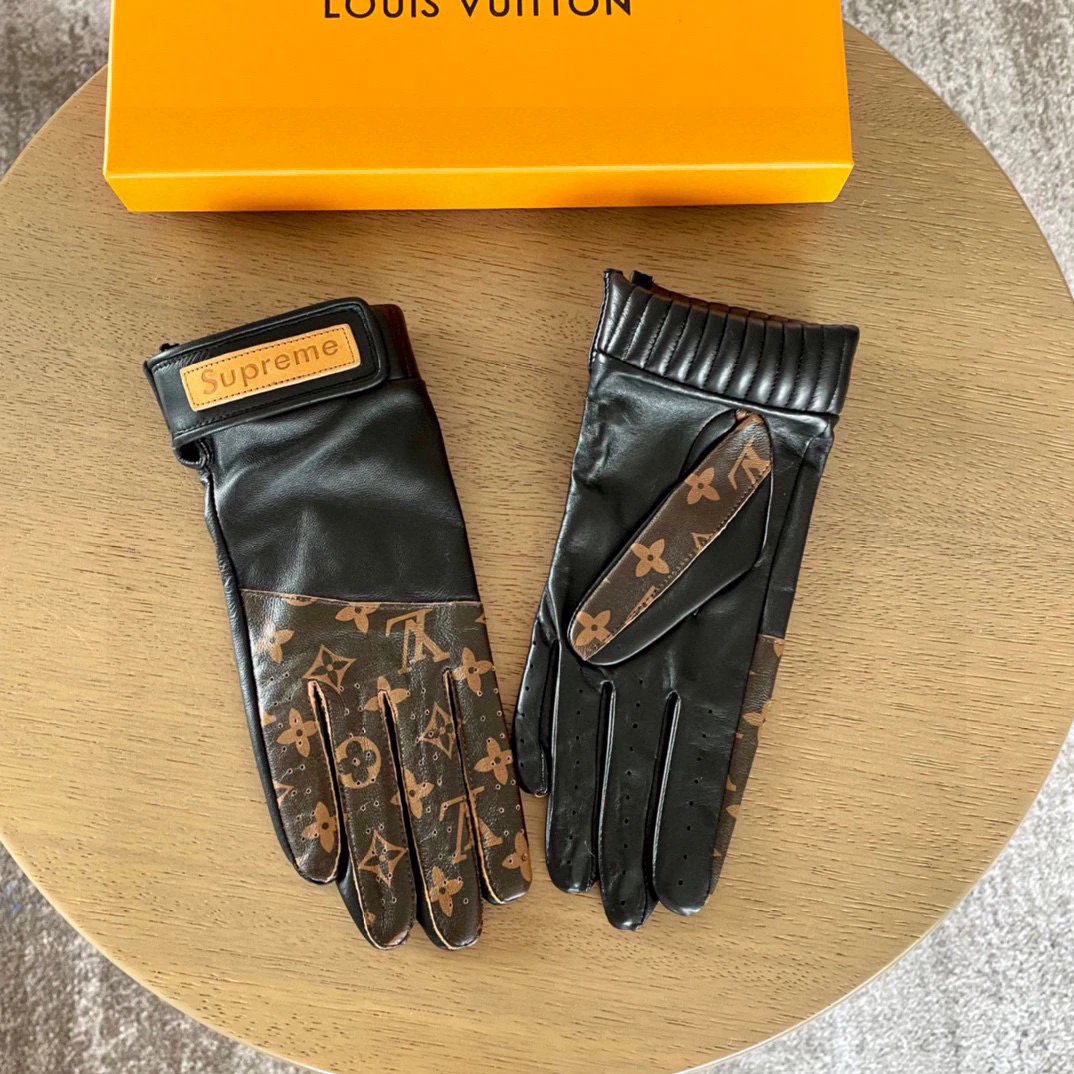 LV leather gloves