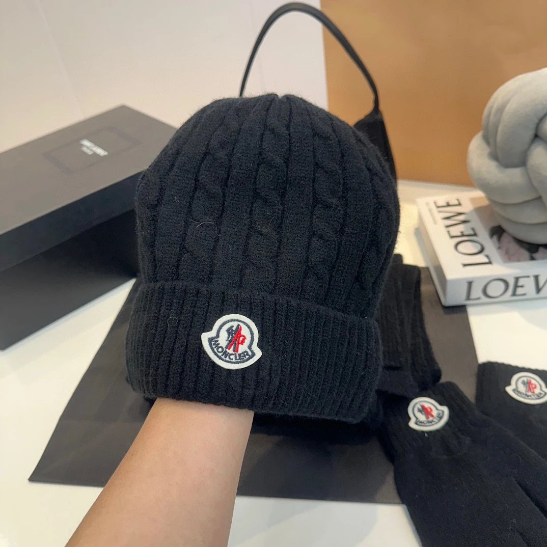 Moncler Scarf + Gloves + Knit Cap, Three-Piece Set