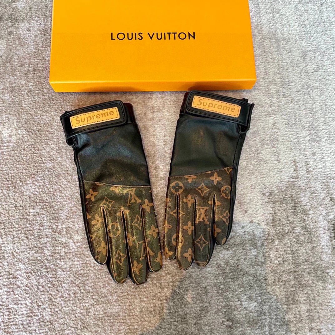 LV leather gloves