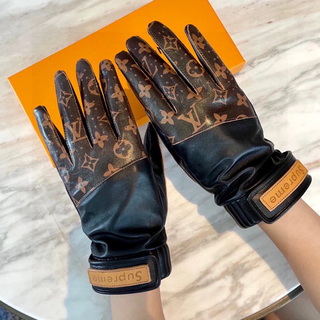 LV leather gloves