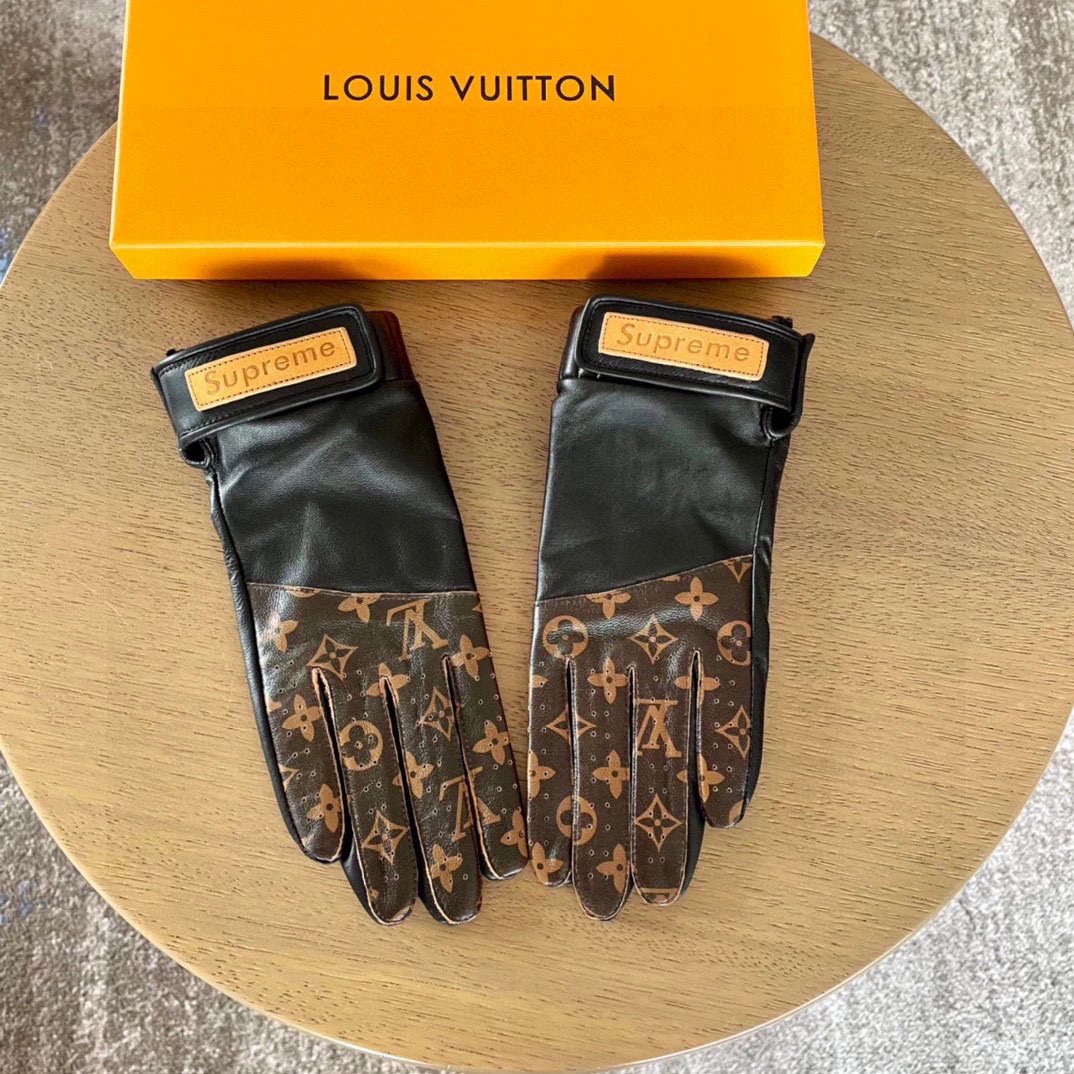 LV leather gloves