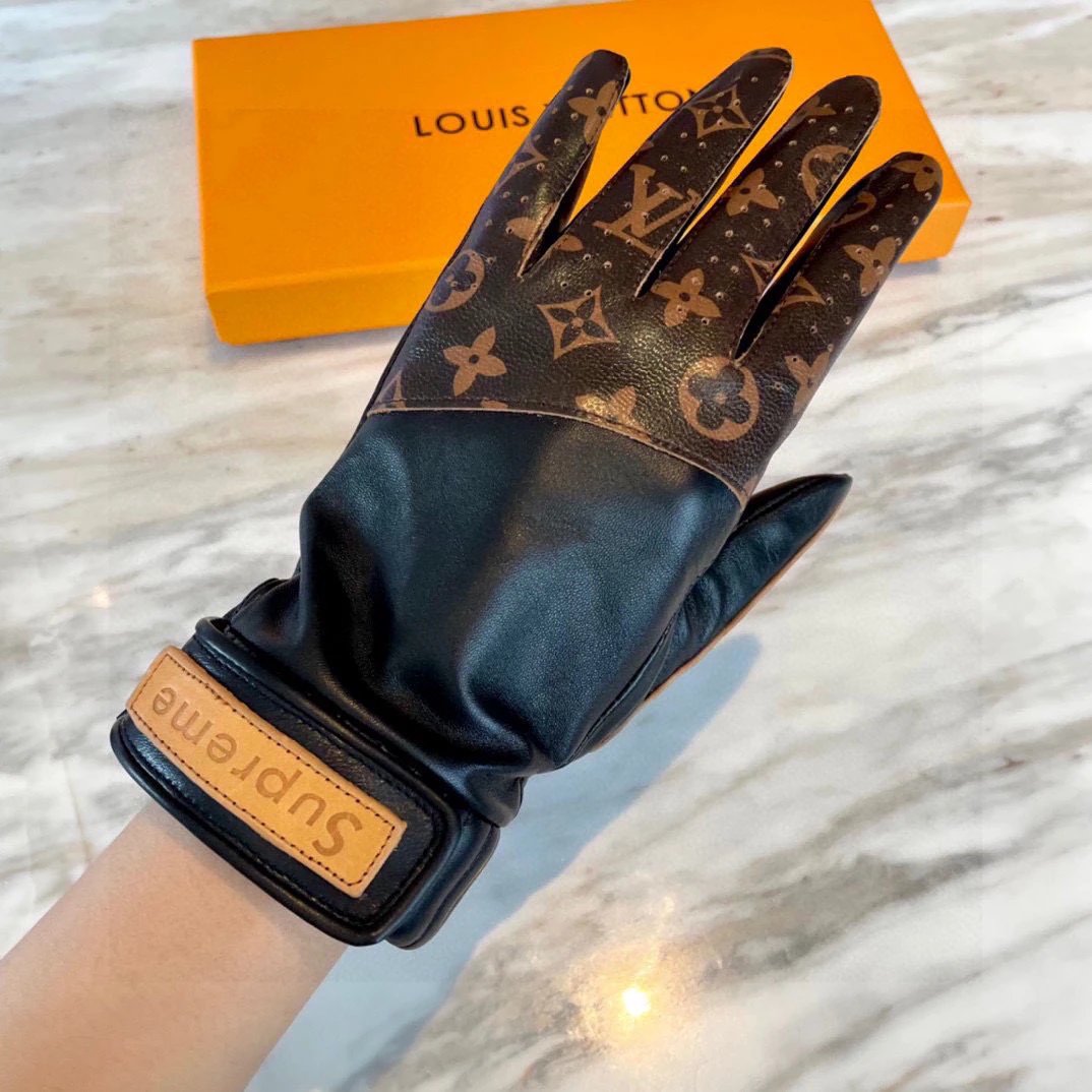 LV leather gloves